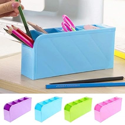 4 Grid Candy pencil Storage Stand Holder| Compartments Desk Organizer||Multicolor|Stationery Storage Organiser for Home & Office - Image 5