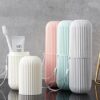 Travel Toothbrush Case Round Toothbrush Holder Capsule Shape Travel Storage Round Case Cover Holder Bottle Plastic Travel Toothbrush - Image 2