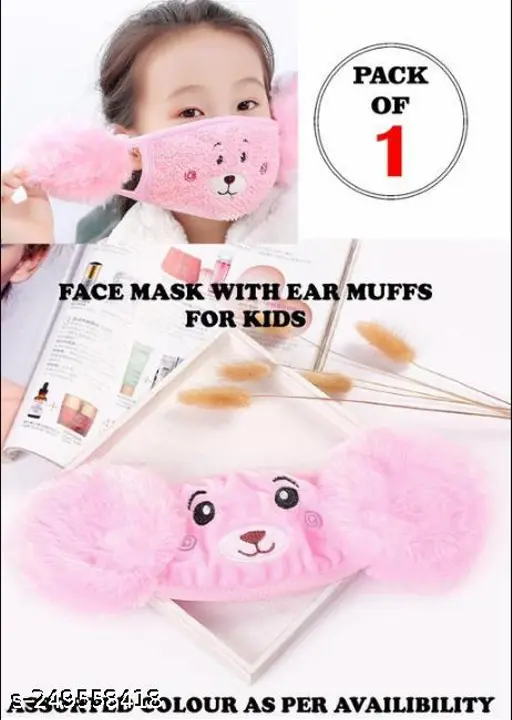 Winter Kids Face Mask Printed Woolen Mask, Warm Winter Woolen Mask for Boys And Girl's fit Washable, Reusable Cloth Mask - Image 6