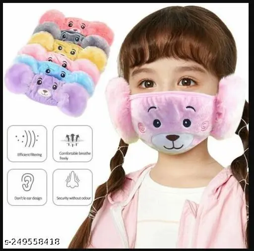 Winter Kids Face Mask Printed Woolen Mask, Warm Winter Woolen Mask for Boys And Girl's fit Washable, Reusable Cloth Mask - Image 2